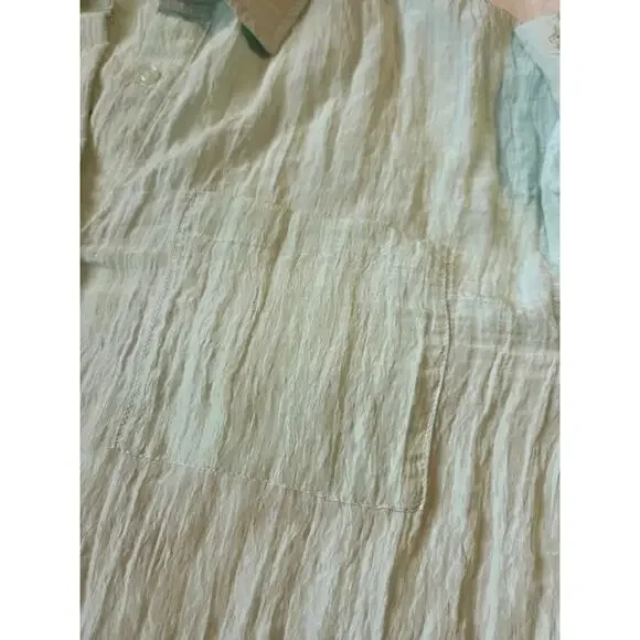 House Of Harlow 1960 Crinkle Button Down Shirt Pale Pastel Green Size M - Picture 6 of 7